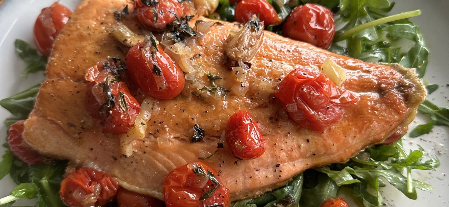 Pan Fried Salmon with Confit Tomatoes